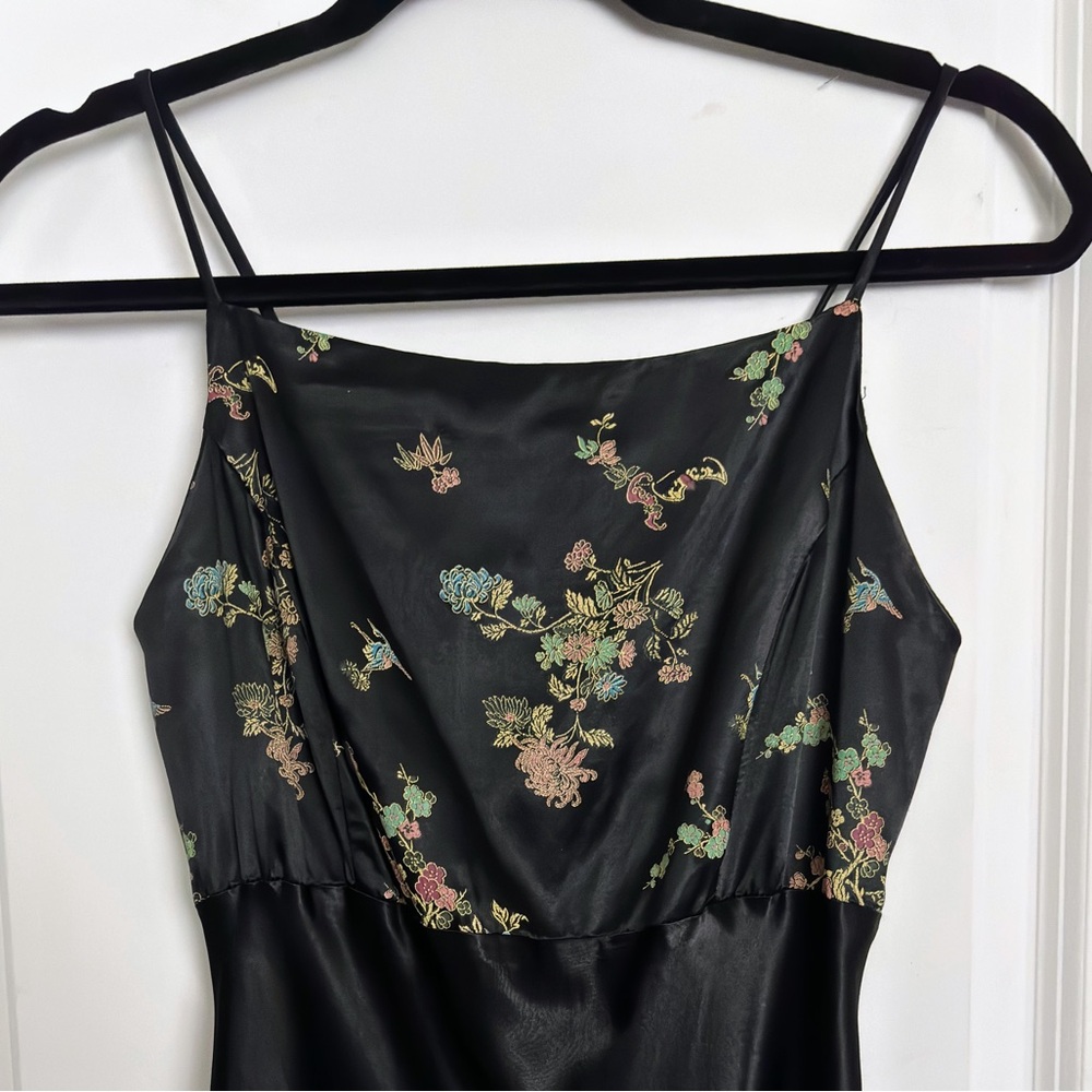 Y2K vintage satin oriental Asian lace up black dress party sz S/M - Picture 4 of 15
